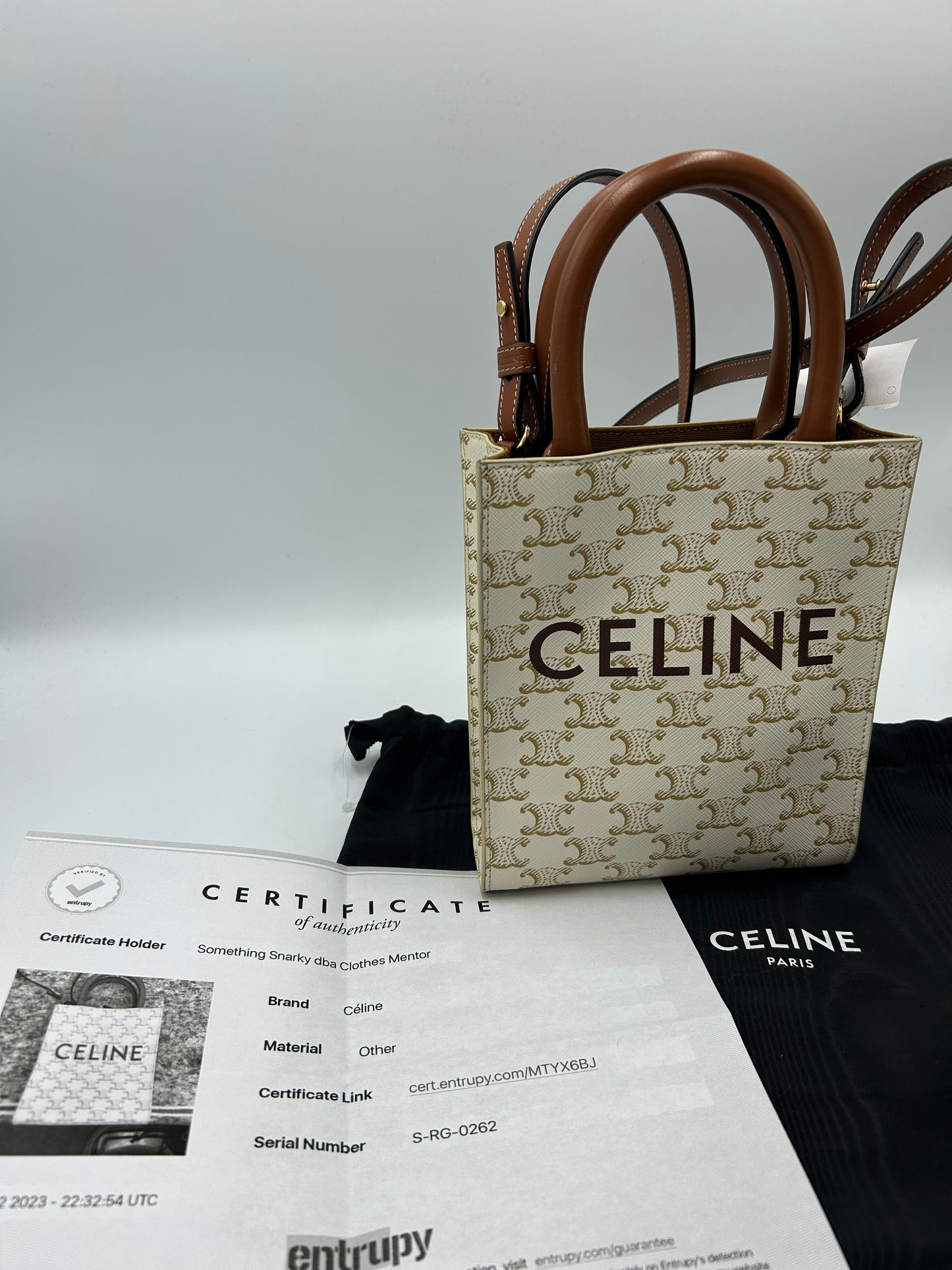 Like New! Celine Triomphe Canvas Calfskin Cabas Designer Tote