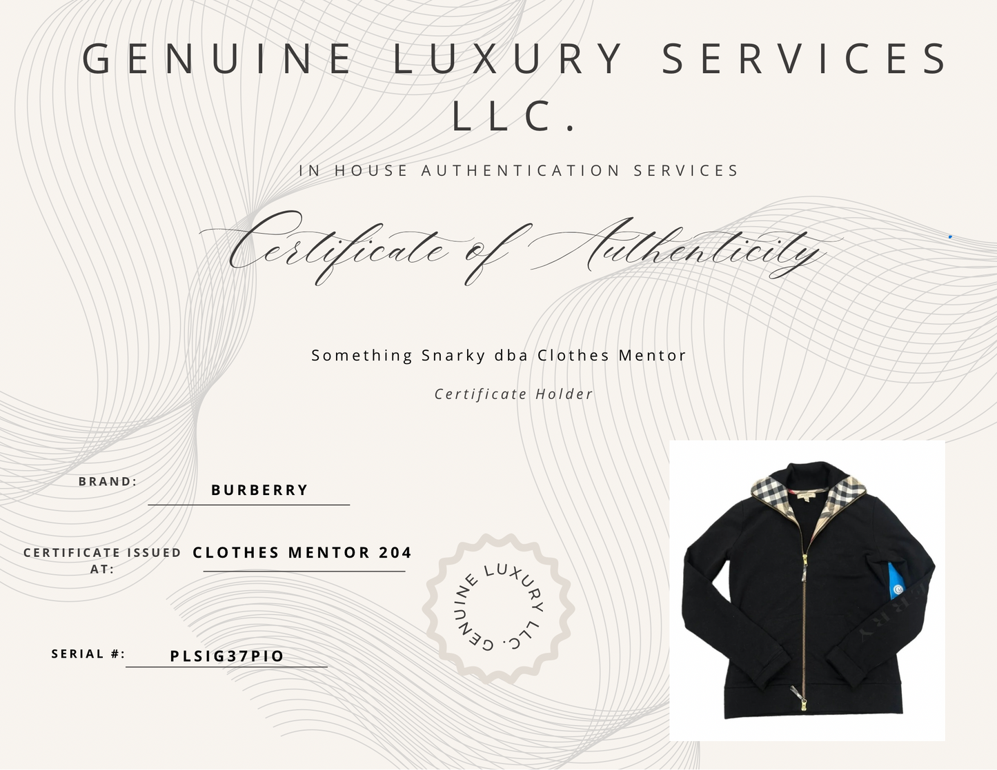 Burberry Jacket / Sweatshirt Luxury Designer In Black, Size: M