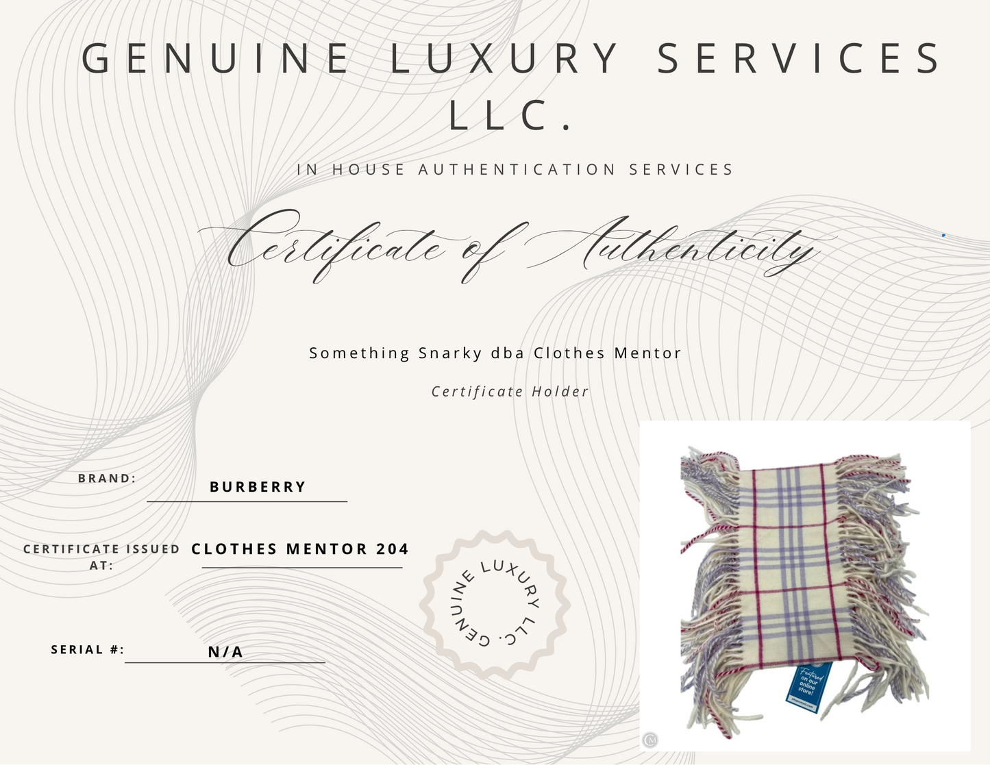 Scarf Luxury Designer By Burberry