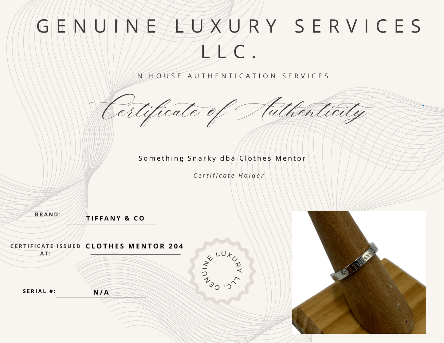 Tiffany & Company Platinum 3mm Band w/ Diamonds Luxury Designer Ring, Size 7