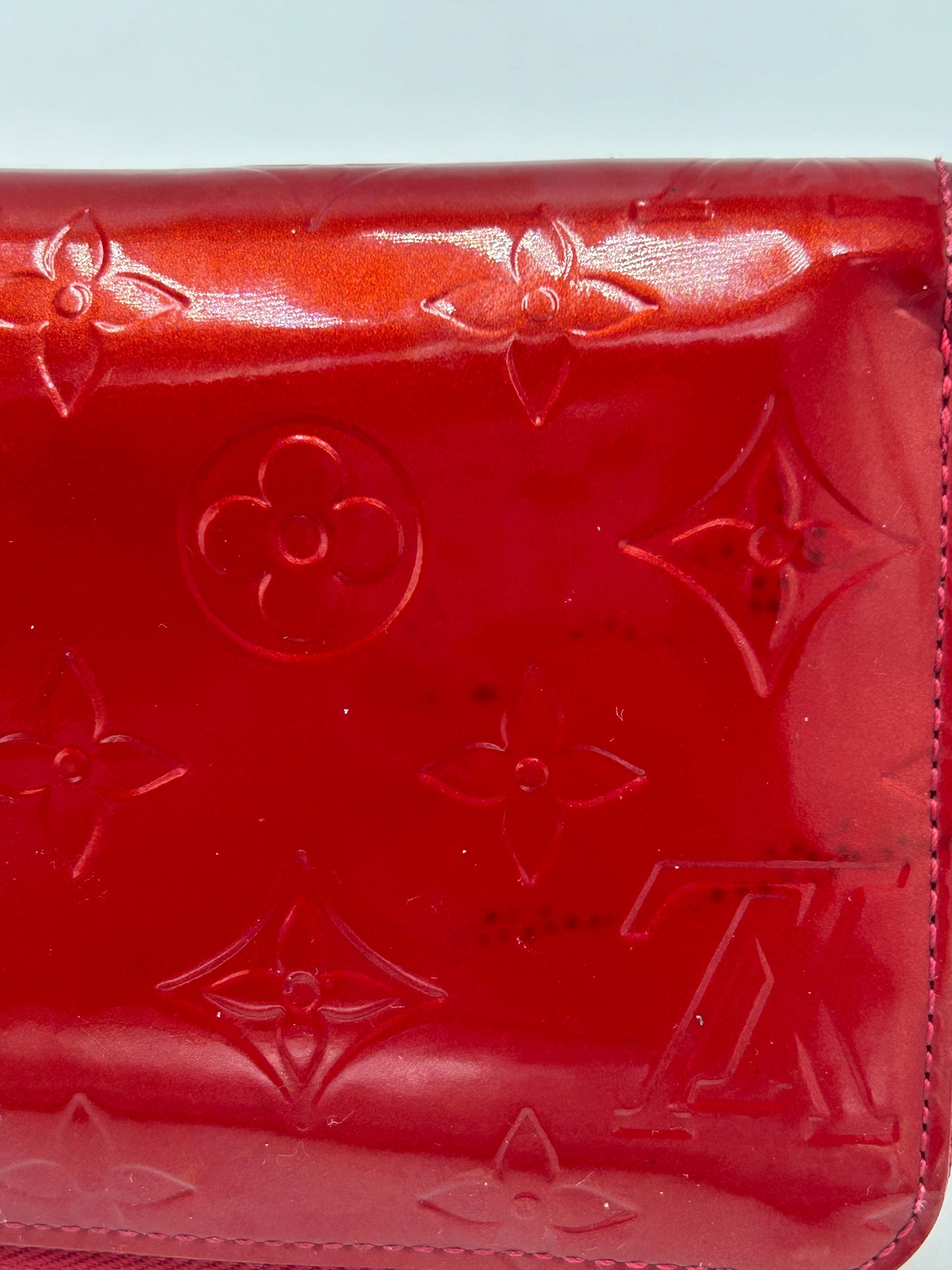 Louis Vuitton Red Vernis Zippy Designer Luxury Wallet