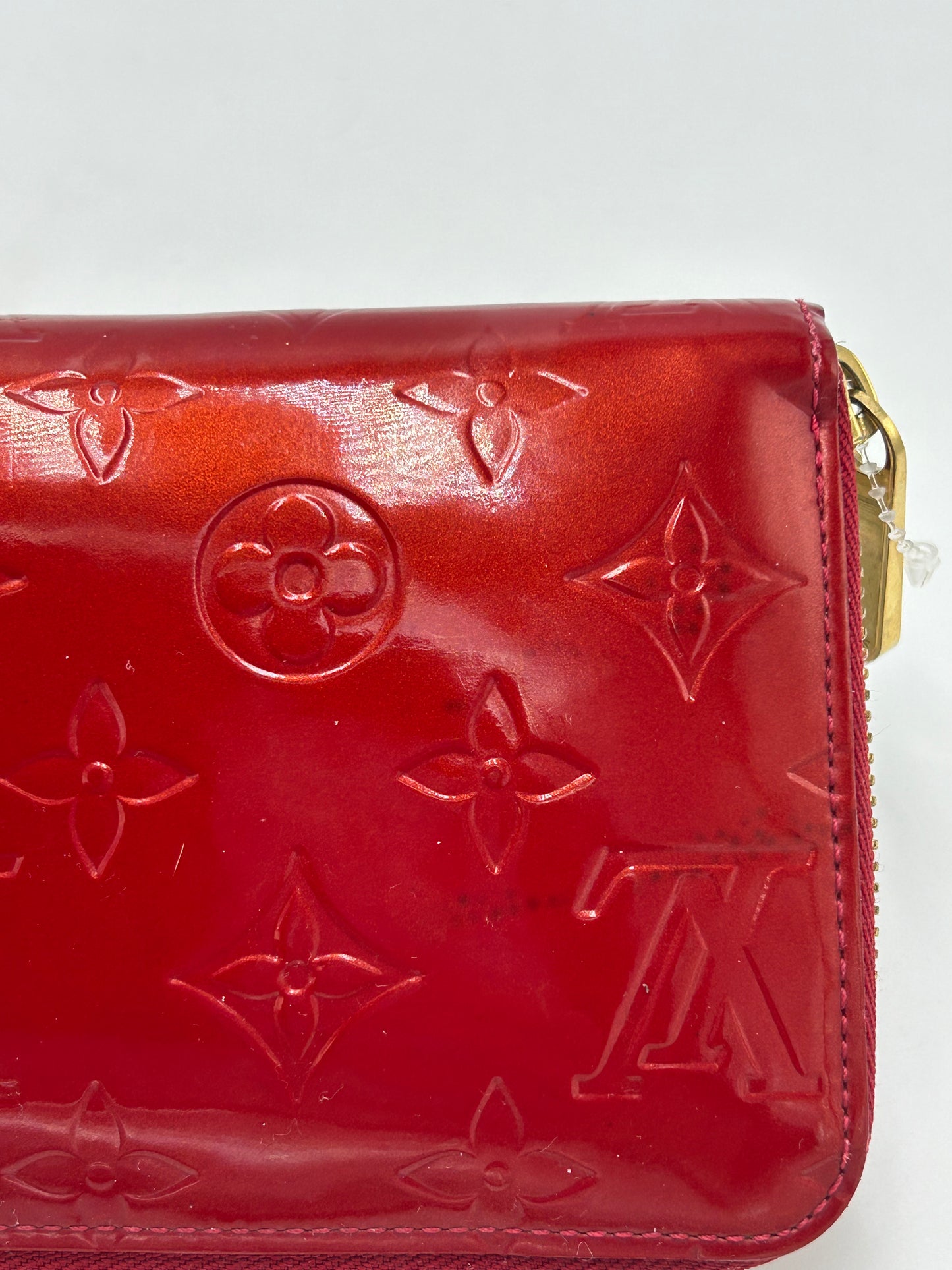 Louis Vuitton Red Vernis Zippy Designer Luxury Wallet