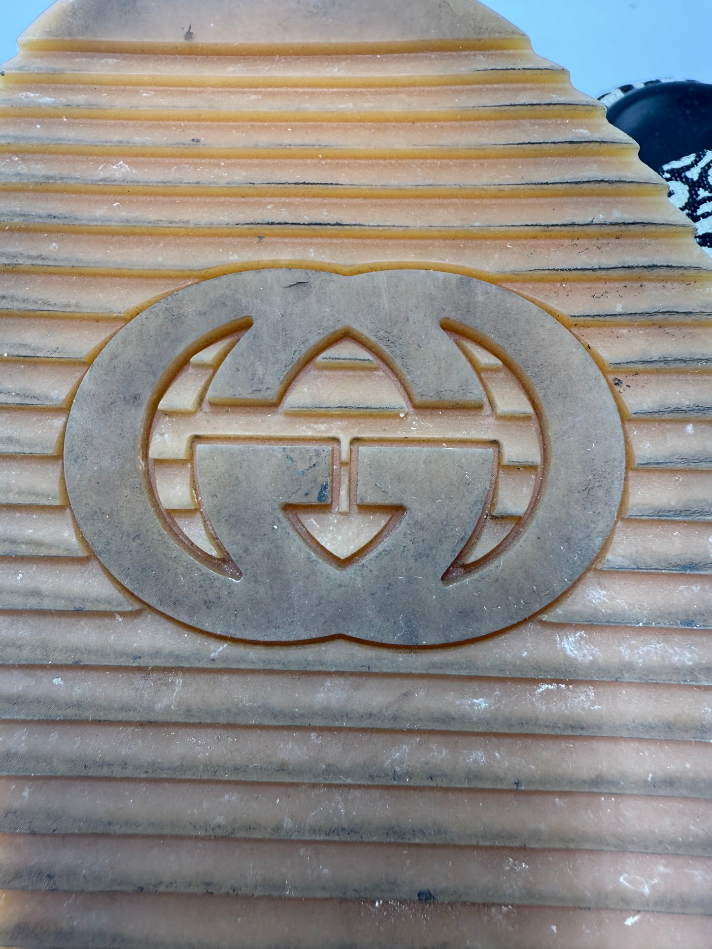 Sandals Luxury Designer By Gucci In Black & White, Size: 12