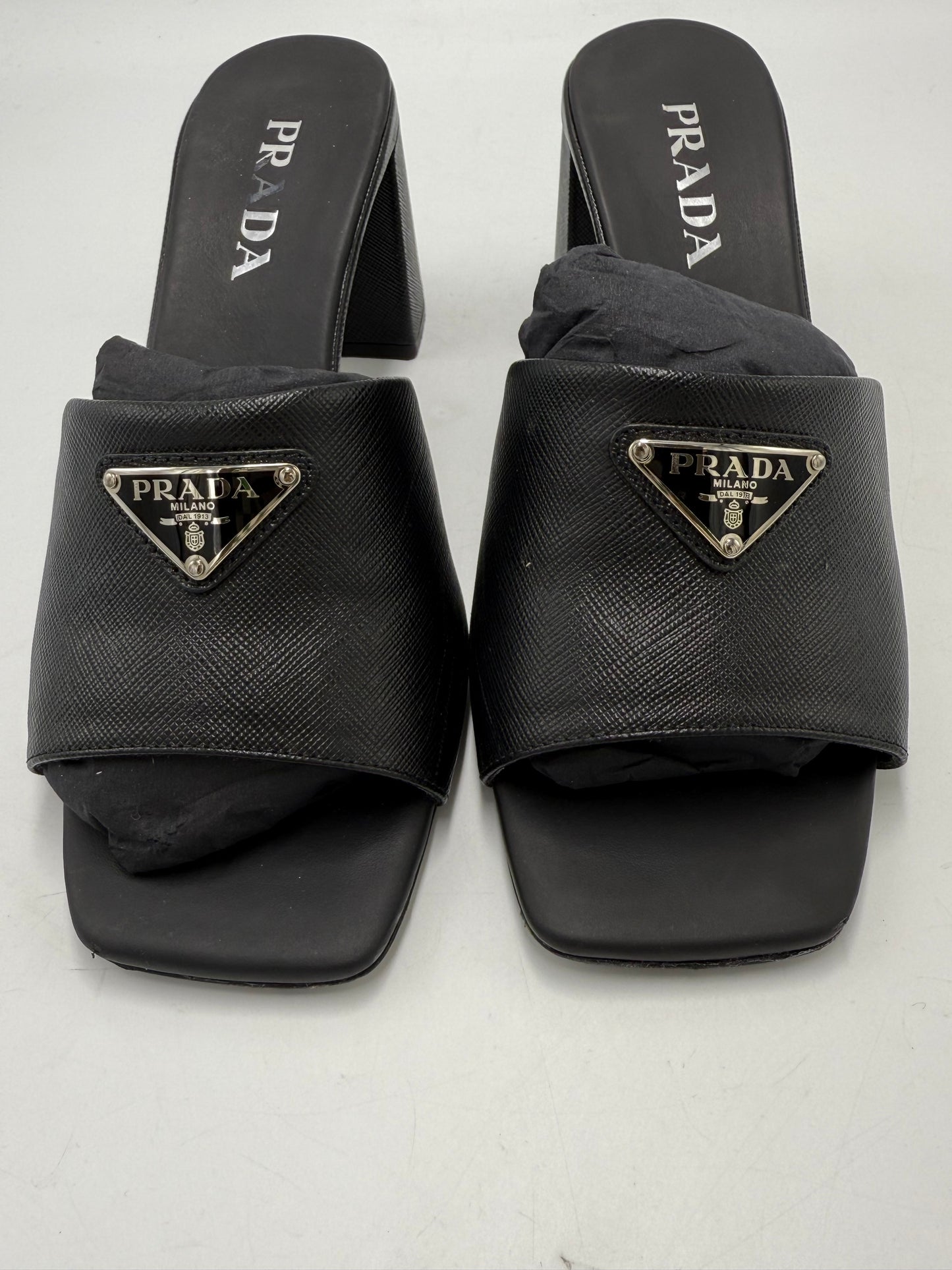 Sandals Luxury Designer By Prada In Black, Size: 9.5 (39.5)