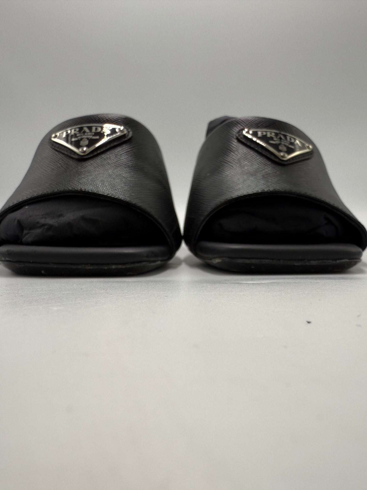 Sandals Luxury Designer By Prada In Black, Size: 9.5 (39.5)