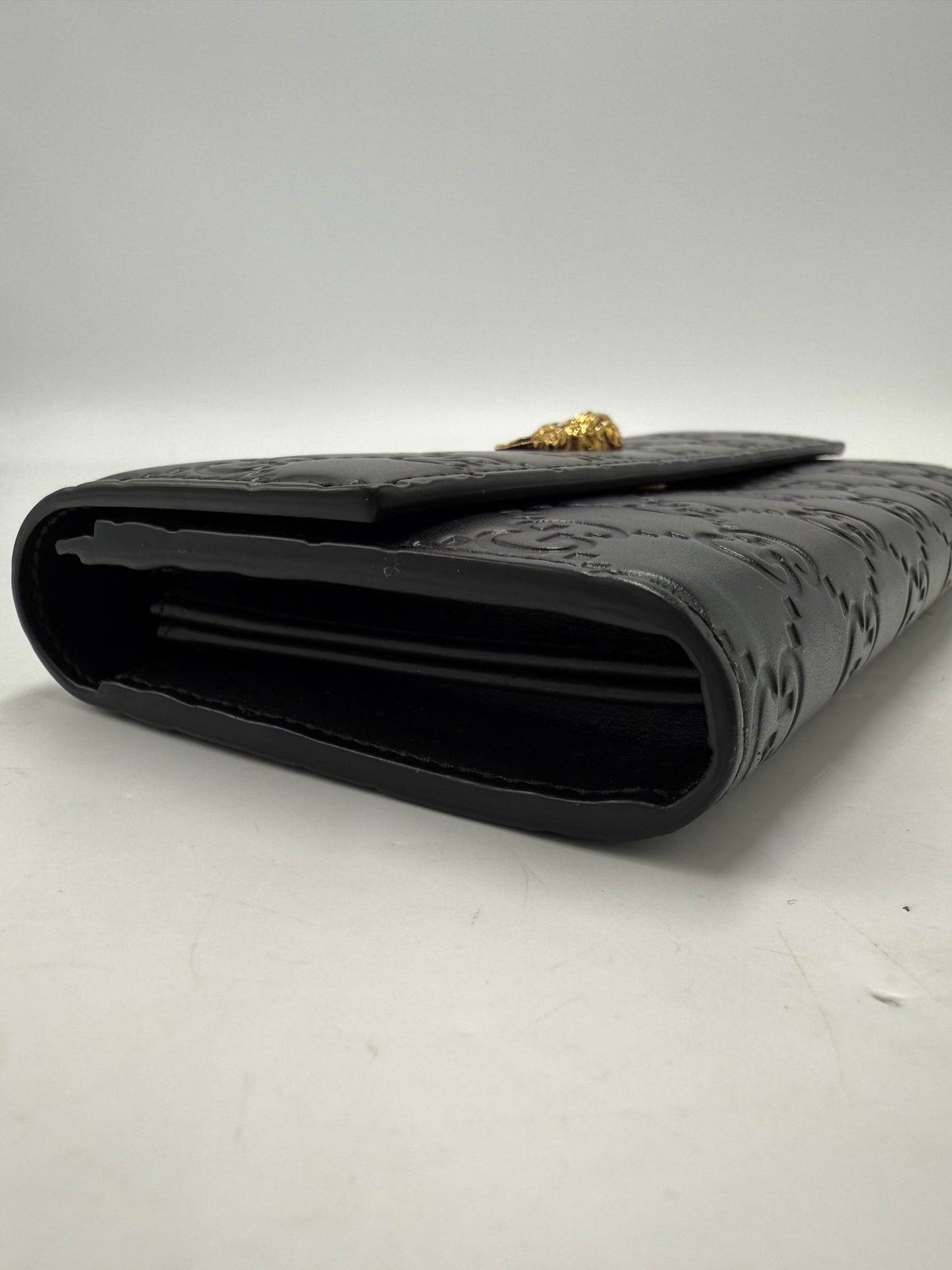 Gucci GG Guccissima Cat Continental Luxury Designer Wallet