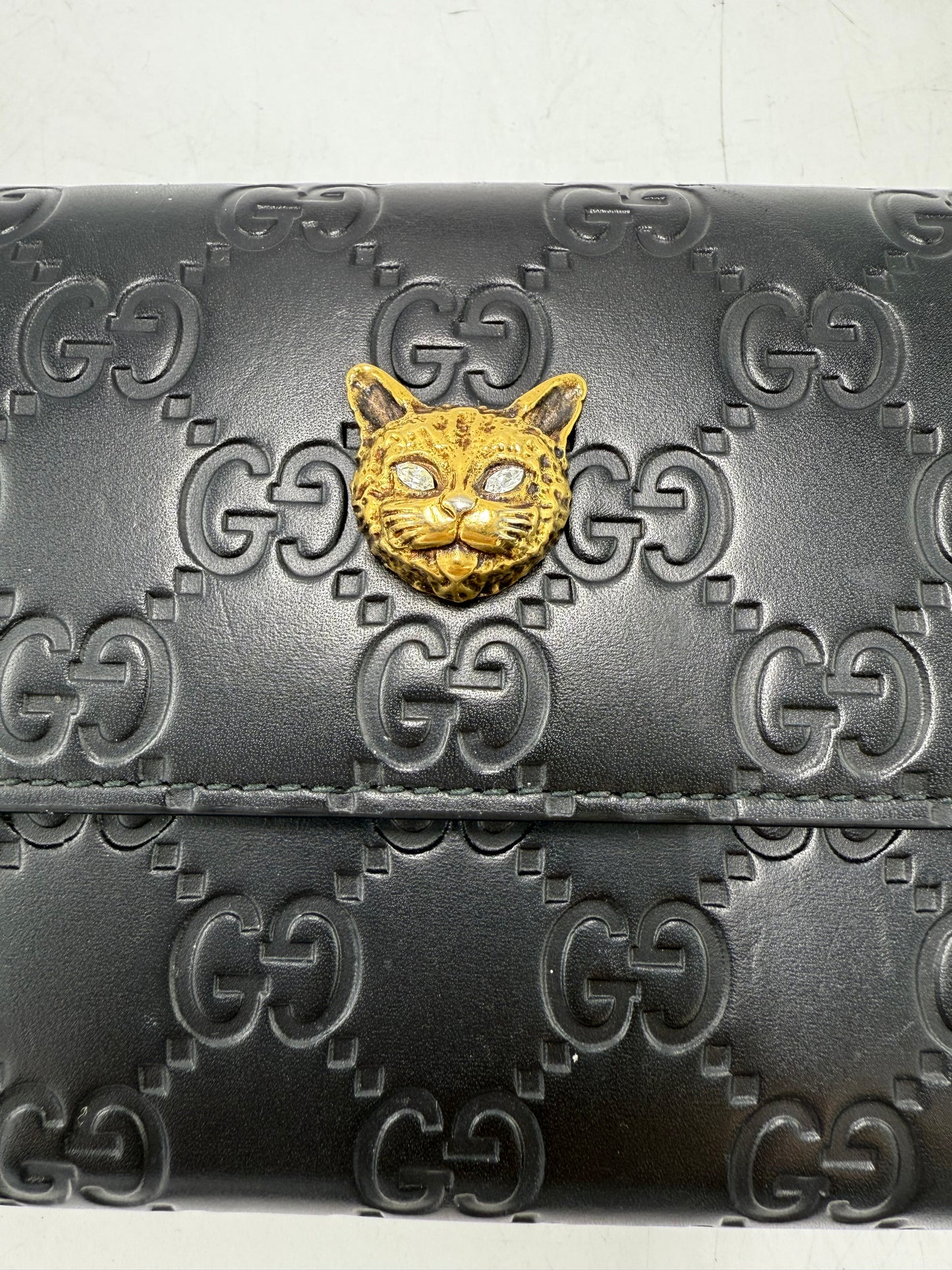 Gucci GG Guccissima Cat Continental Luxury Designer Wallet