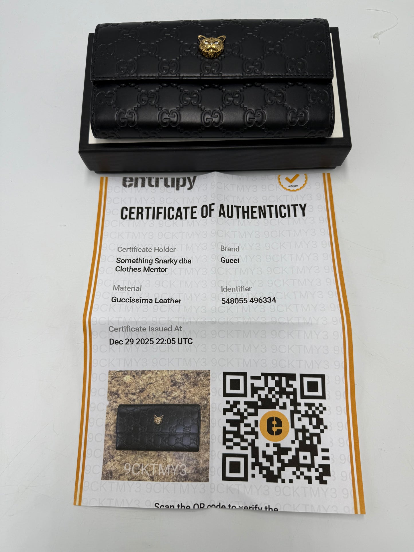 Gucci GG Guccissima Cat Continental Luxury Designer Wallet