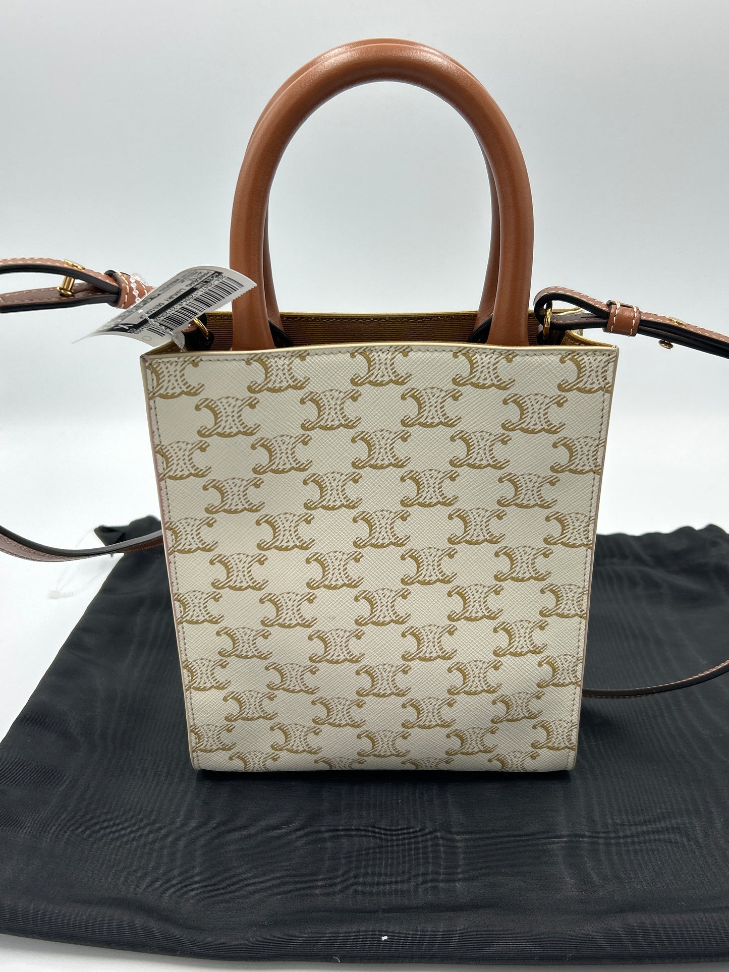 Like New! Celine Triomphe Canvas Calfskin Cabas Designer Tote